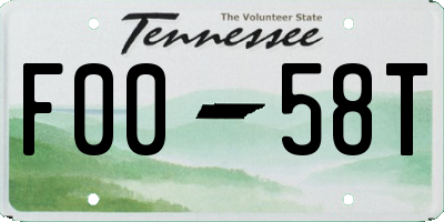 TN license plate F0058T