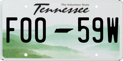 TN license plate F0059W