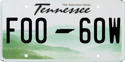 TN license plate F0060W
