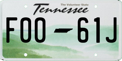 TN license plate F0061J