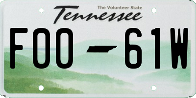TN license plate F0061W