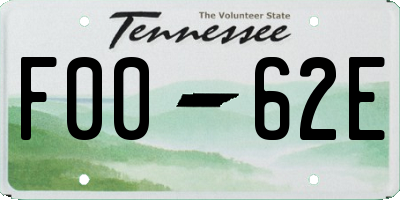 TN license plate F0062E