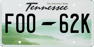 TN license plate F0062K