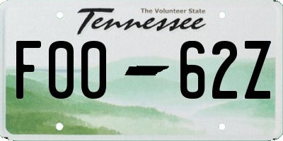 TN license plate F0062Z