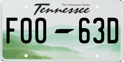 TN license plate F0063D