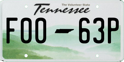 TN license plate F0063P