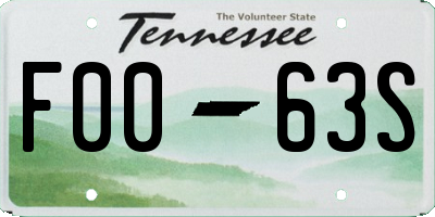 TN license plate F0063S