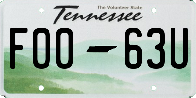 TN license plate F0063U