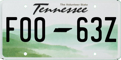 TN license plate F0063Z