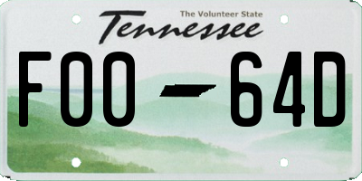 TN license plate F0064D