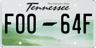TN license plate F0064F