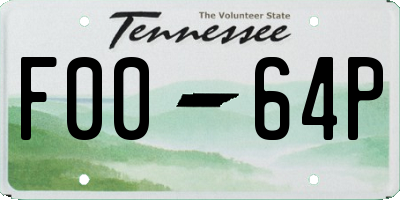 TN license plate F0064P