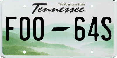 TN license plate F0064S