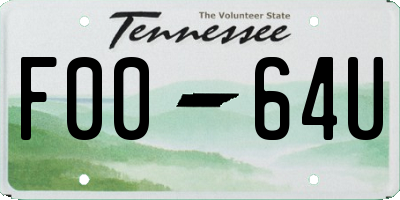 TN license plate F0064U