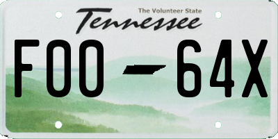 TN license plate F0064X
