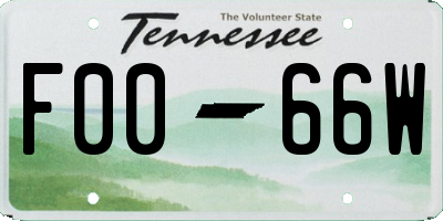 TN license plate F0066W