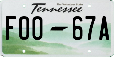 TN license plate F0067A