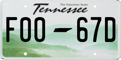 TN license plate F0067D