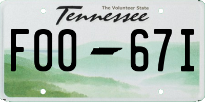 TN license plate F0067I