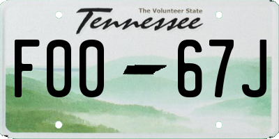 TN license plate F0067J