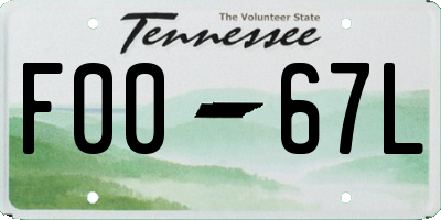 TN license plate F0067L