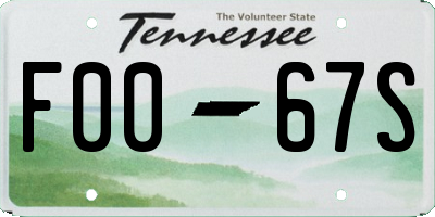 TN license plate F0067S