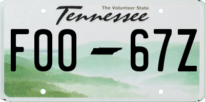 TN license plate F0067Z