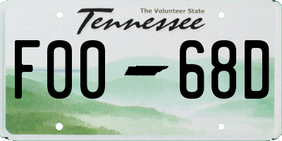 TN license plate F0068D