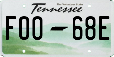 TN license plate F0068E