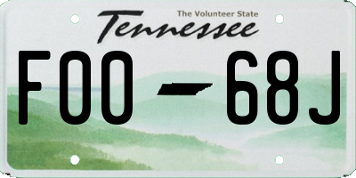 TN license plate F0068J