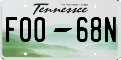 TN license plate F0068N