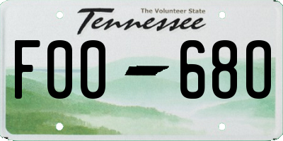 TN license plate F0068O