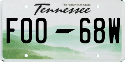 TN license plate F0068W