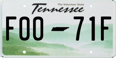TN license plate F0071F