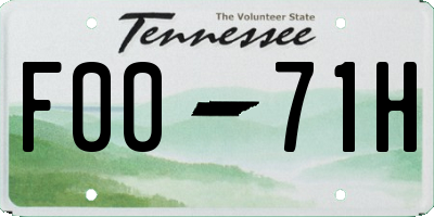 TN license plate F0071H