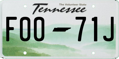 TN license plate F0071J