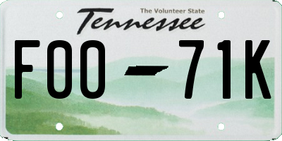 TN license plate F0071K