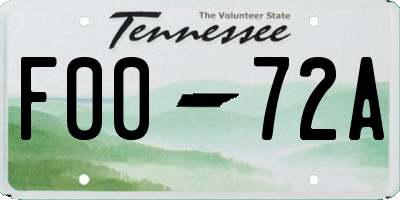 TN license plate F0072A