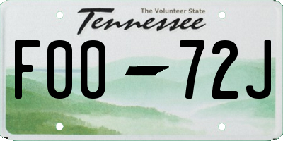 TN license plate F0072J