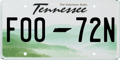 TN license plate F0072N