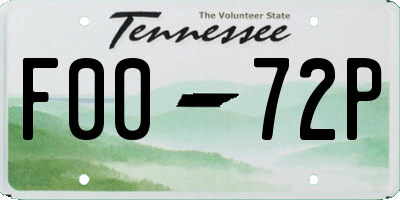 TN license plate F0072P