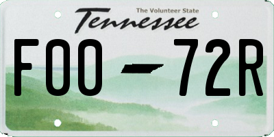 TN license plate F0072R