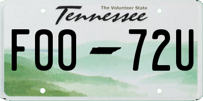 TN license plate F0072U