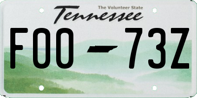 TN license plate F0073Z