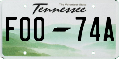 TN license plate F0074A