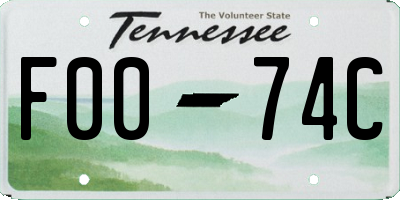 TN license plate F0074C