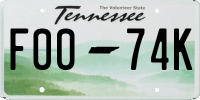 TN license plate F0074K