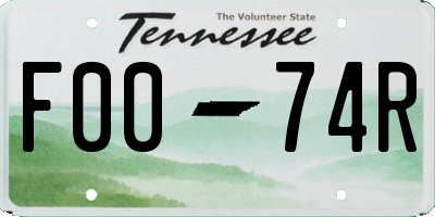 TN license plate F0074R