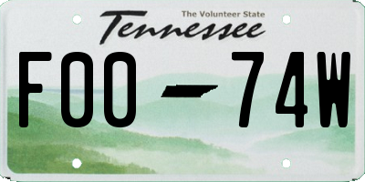 TN license plate F0074W