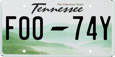 TN license plate F0074Y